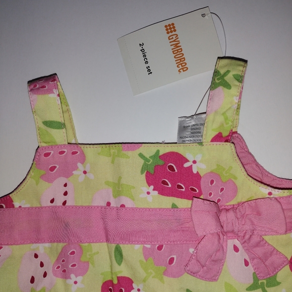 Baby Girl Gymboree Strawberry Dress, Baby Sleeveless Strawberry Dress, 2 Piece - Picture 3 of 13